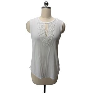 Grace Elements  Womens S White Sleeveless Open Back High Low Top